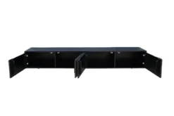 Massivholz TV-Lowboard MOUNTAIN SOUL 200cm Akazie grün bronze hängend Naturstein schwarz