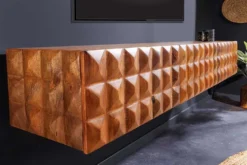 Massivholz TV Lowboard VULCANO 160cm hängend natur Mango Wohnzimmer