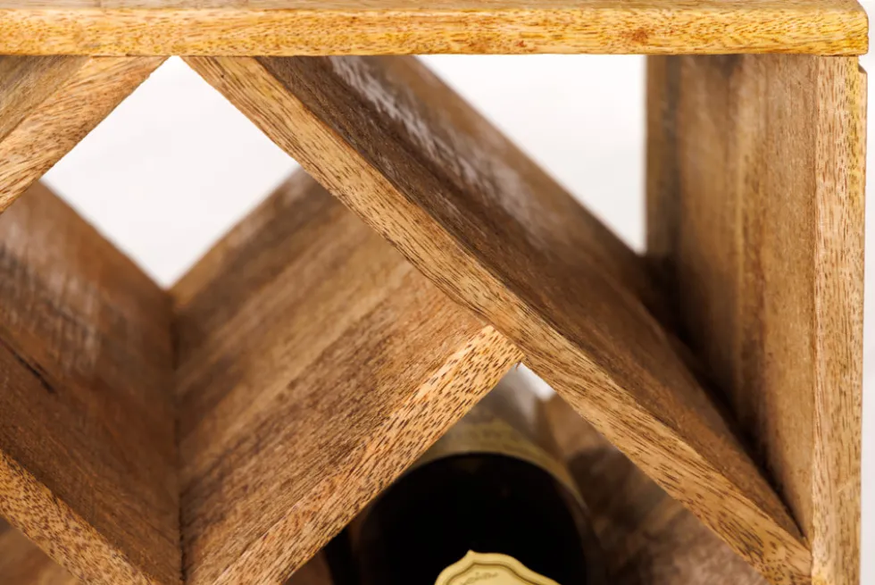 Massivholz Weinregal CUBUS 40cm Mango handmade Beistelltisch