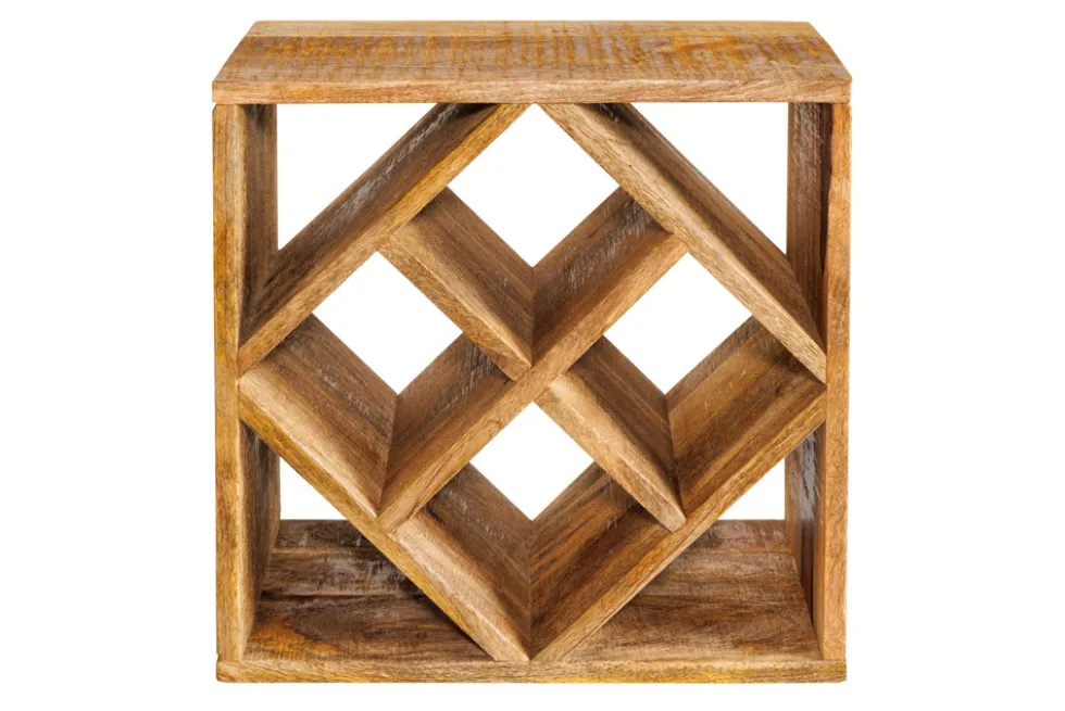 Massivholz Weinregal CUBUS 40cm Mango handmade Beistelltisch
