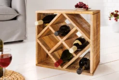 Massivholz Weinregal CUBUS 40cm Mango handmade Beistelltisch