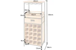 Massivholz Weinregal SEVENS SEAS 120cm natur Pinienholz schwarz Metall Flaschenregal