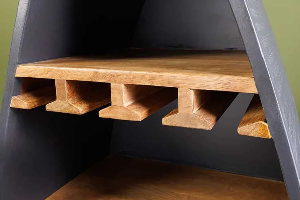 Massivholz Weinregal SEVEN SEAS 180cm anthrazit natur Mango Flaschenregal