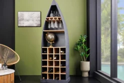 Massivholz Weinregal SEVEN SEAS 180cm anthrazit natur Mango Flaschenregal