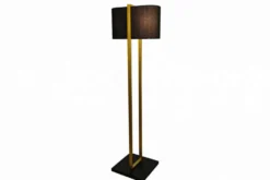 Minimalistische Stehlampe COLLEEN 160cm gold schwarz Stoffschirm mit Metallfuß