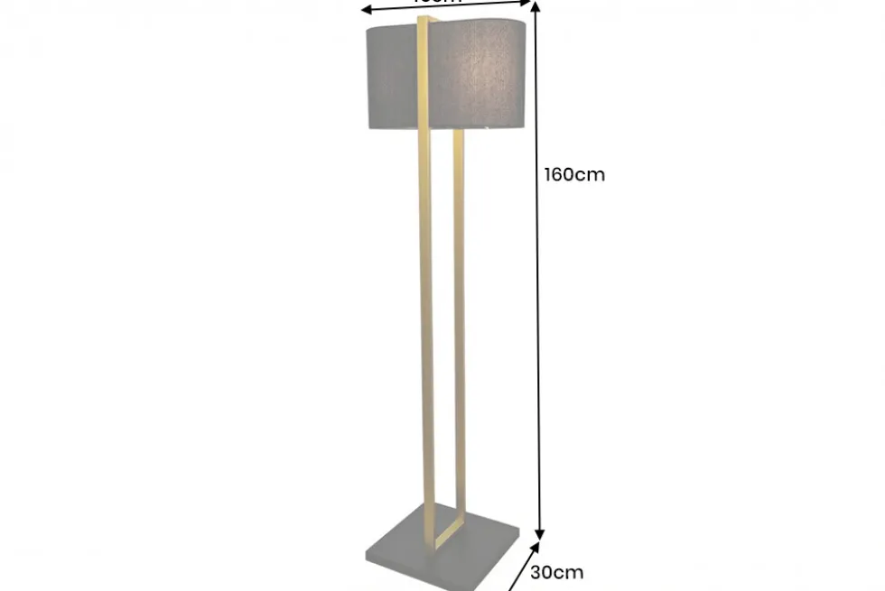 Minimalistische Stehlampe COLLEEN 160cm gold schwarz Stoffschirm mit Metallfuß