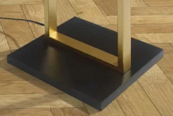 Minimalistische Stehlampe COLLEEN 160cm gold schwarz Stoffschirm mit Metallfuß