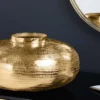 Moderne Deko Vase ABSTRACT ORIENT 35cm gold rund Metall Hammerschlag-Design