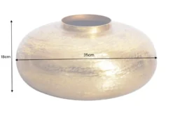 Moderne Deko Vase ABSTRACT ORIENT 35cm gold rund Metall Hammerschlag-Design