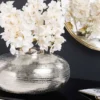 Moderne Deko Vase ABSTRACT ORIENT 35cm silber rund Metall Hammerschlag-Design