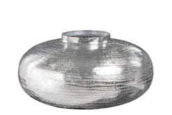 Moderne Deko Vase ABSTRACT ORIENT 35cm silber rund Metall Hammerschlag-Design