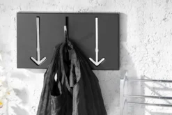 Moderne Design Wandgarderobe ARROW 30cm schwarz mit 3 Haken