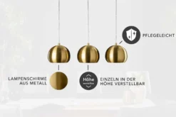 Moderne 3er Hängeleuchte GOLDEN BALL gold Hängelampe höhenverstellbar