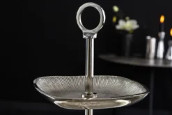 Moderne Etagere ORIENT 45cm silber Hammerschlag-Design mit drei Etagen