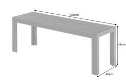 Moderne Gartenbank DESIGNO 130cm anthrazit schwarz Aluminium wetterfest Outdoor Sitzbank