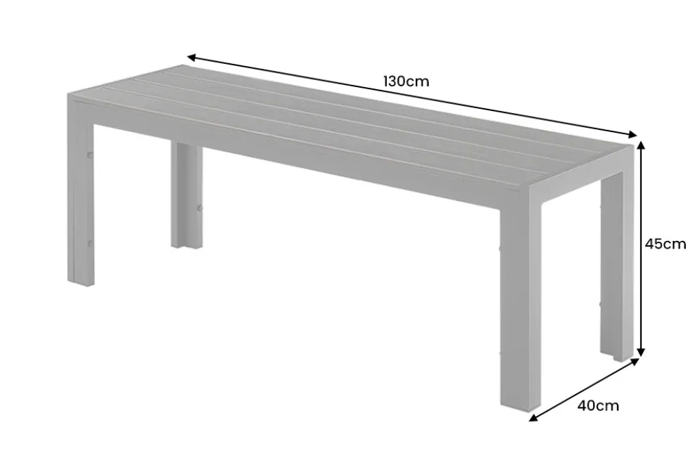 Moderne Gartenbank DESIGNO 130cm anthrazit schwarz Aluminium wetterfest Outdoor Sitzbank
