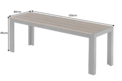 Moderne Gartenbank DESIGNO 130cm dunkelbraun schwarz Aluminium wetterfest Outdoor Sitzbank