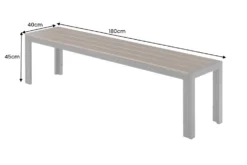 Moderne Gartenbank DESIGNO 180cm dunkelbraun schwarz Aluminium wetterfest Outdoor Sitzbank