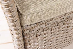 Moderne Gartenbank PORTOFINO 140cm natur beige Polyrattan Sitzbank mit Tisch wetterfest