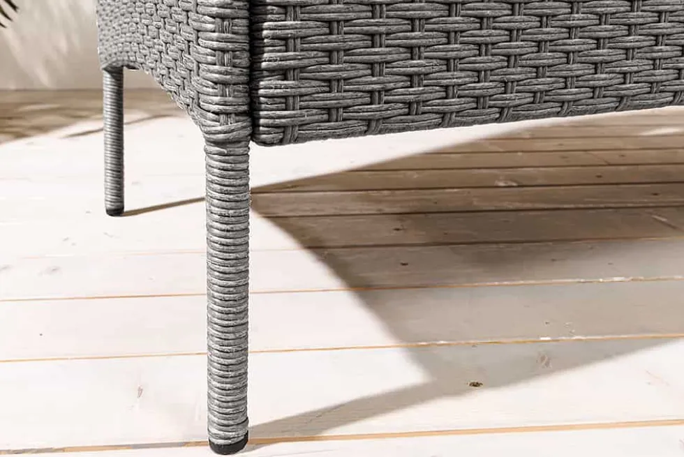 Moderne Gartenbank PORTOFINO 140cm grau Polyrattan Outdoor Sitzbank mit Tisch wetterfest
