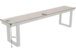 Moderne Garten Sitzbank TAMPA LOUNGE 180cm grau Aluminium Holz-Design wetterfest Outdoor