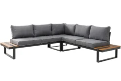 Moderne Garten Sitzgruppe TAMPA LOUNGE 240cm grau Aluminium wetterfest inkl. Sitzkissen