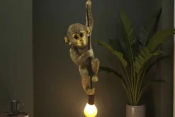Moderne Hängelampe MONKEY 55cm gold Affen-Skulptur handmade