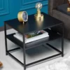 Moderner Beistelltisch DURA STEEL 50cm schwarz Metall mit Ablagefach