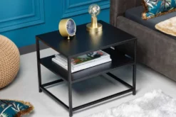 Moderner Beistelltisch DURA STEEL 50cm schwarz Metall mit Ablagefach