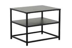 Moderner Beistelltisch DURA STEEL 50cm schwarz Metall mit Ablagefach