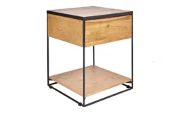 Moderner Beistelltisch SCORPION 50cm Wildeichen-Design Metall Nachttisch mit Schublade