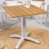 Moderner Bistrotisch DESIGNO 70cm natur greige Aluminium wetterfest Gartentisch