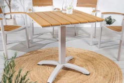 Moderner Bistrotisch DESIGNO 70cm natur greige Aluminium wetterfest Gartentisch