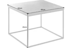 Moderner Couchtisch ARCHITECTURE 60cm weiß Marmor-Design Metallgestell