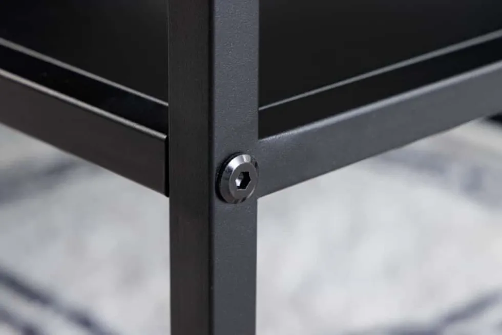 Moderner Couchtisch DURA STEEL 100cm schwarz Metall mit Ablagefach