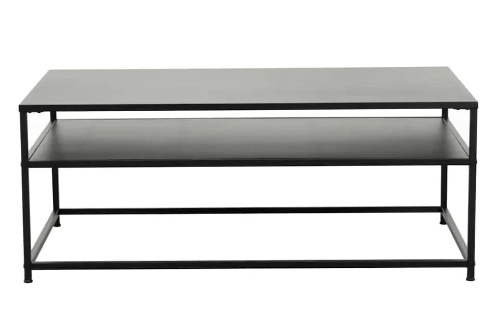 Moderner Couchtisch DURA STEEL 100cm schwarz Metall mit Ablagefach