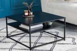 Moderner Couchtisch DURA STEEL 70cm schwarz Metall mit Ablagefach