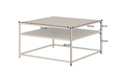 Moderner Couchtisch DURA STEEL 70cm greige Metall mit Ablagefach