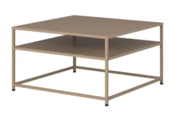 Moderner Couchtisch DURA STEEL 70cm greige Metall mit Ablagefach
