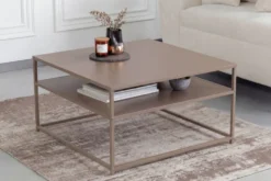 Moderner Couchtisch DURA STEEL 70cm greige Metall mit Ablagefach