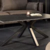 Moderner Couchtisch GALAXIE 100cm anthrazit Keramik schwarz Metall Sterngestell