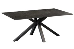 Moderner Couchtisch GALAXIE 100cm anthrazit Keramik schwarz Metall Sterngestell