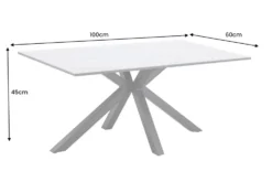 Moderner Couchtisch GALAXIE 100cm weiß Keramik schwarz Metall Sterngestell