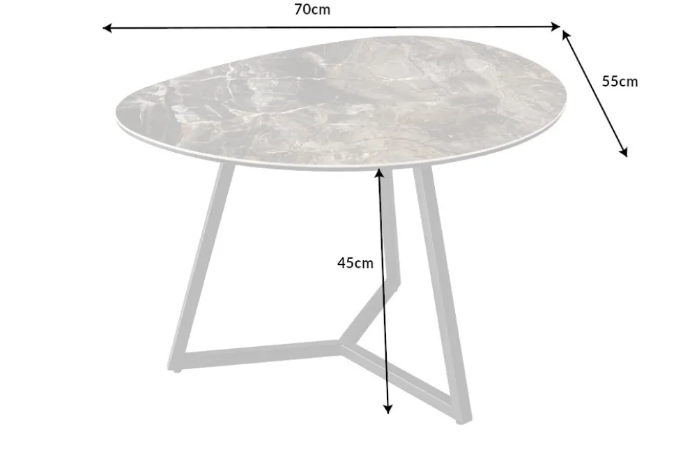 Moderner Couchtisch MARVELOUS 70cm taupe Marmor Keramik made in Italy