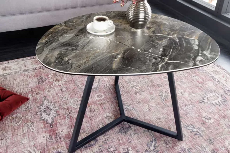 Moderner Couchtisch MARVELOUS 70cm taupe Marmor Keramik made in Italy