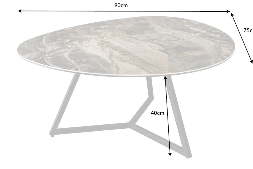 Moderner Couchtisch MARVELOUS 90cm taupe Marmor Keramik made in Italy