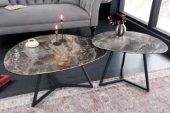 Moderner Couchtisch MARVELOUS 90cm taupe Marmor Keramik made in Italy