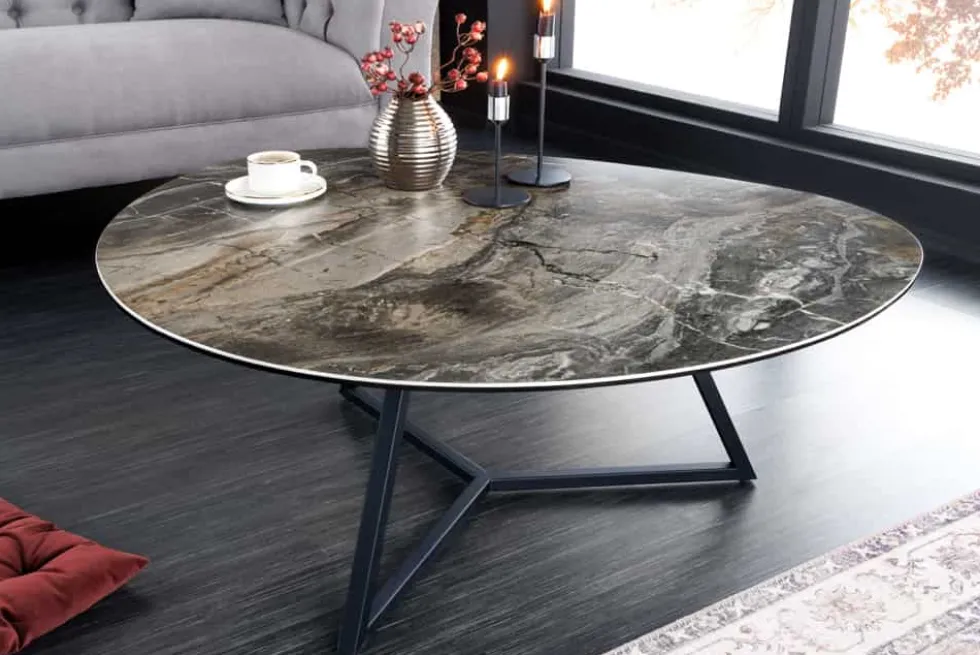 Moderner Couchtisch MARVELOUS 90cm taupe Marmor Keramik made in Italy