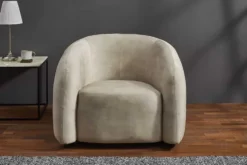 Moderner Design Sessel VOGUE 95cm beige Samt mit Armlehnen und Nosagfederung