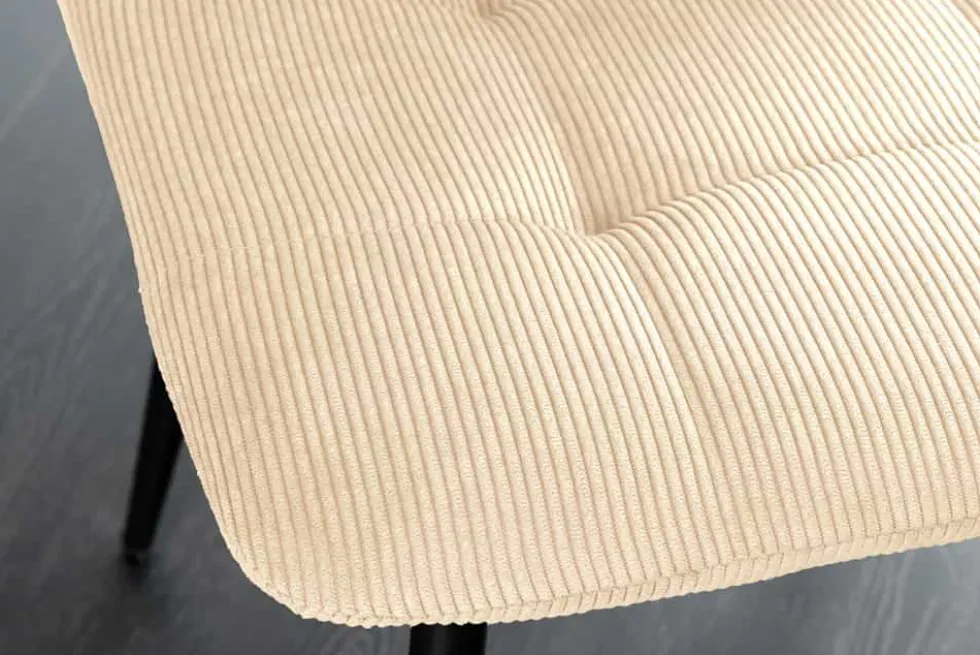 Moderner Design Stuhl TRES CHIC beige Cord schwarze Metallbeine Esszimmer